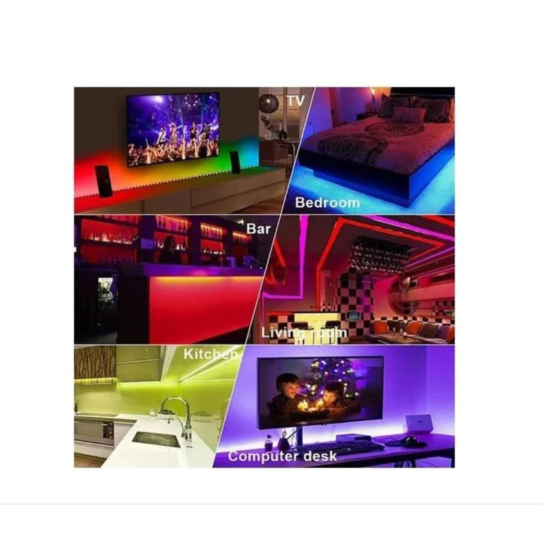 Fita LED RGB 5m – Iluminação Decorativa Autocolante