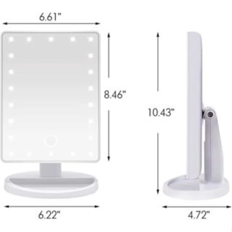 Espelho de Maquiagem Touch Screen 16 LEDs – Iluminação Ajustável e Rotação 360°