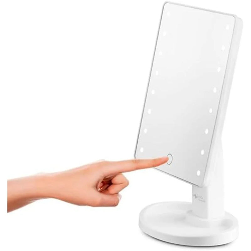 Espelho de Maquiagem Touch Screen 16 LEDs – Iluminação Ajustável e Rotação 360°