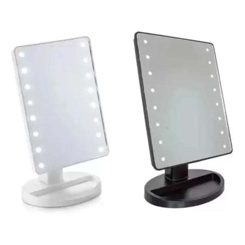 Espelho de Maquiagem Touch Screen 16 LEDs – Iluminação Ajustável e Rotação 360°