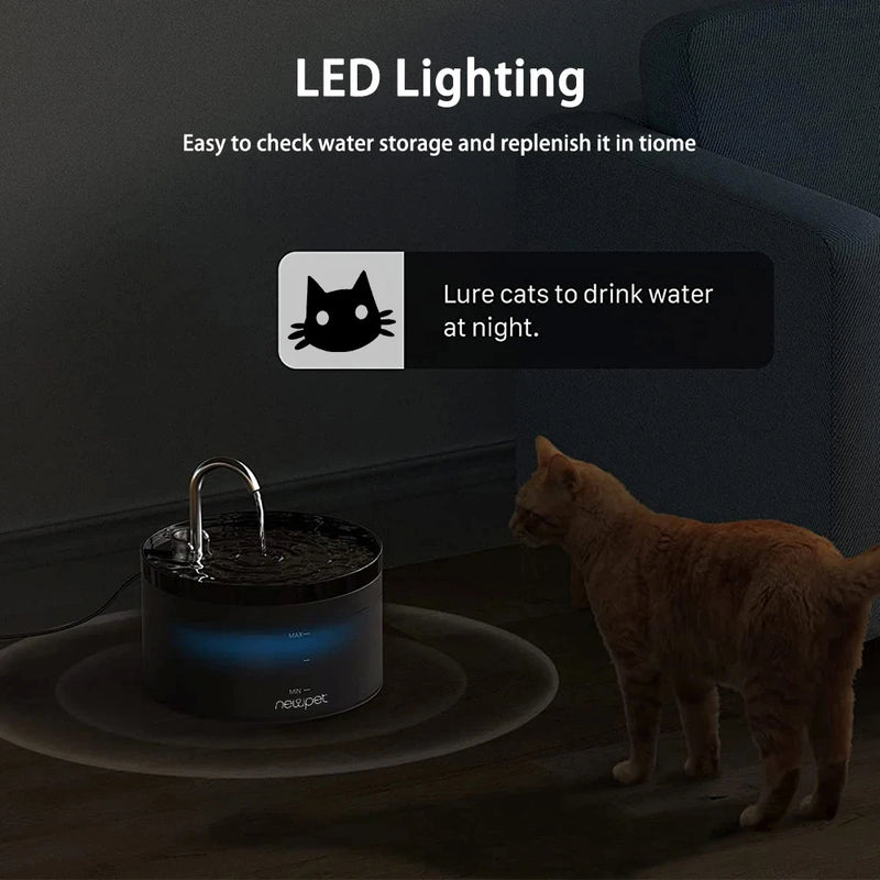 Fonte de Água Automática Newpet 2L – Hidratação Saudável para Gatos e Cães