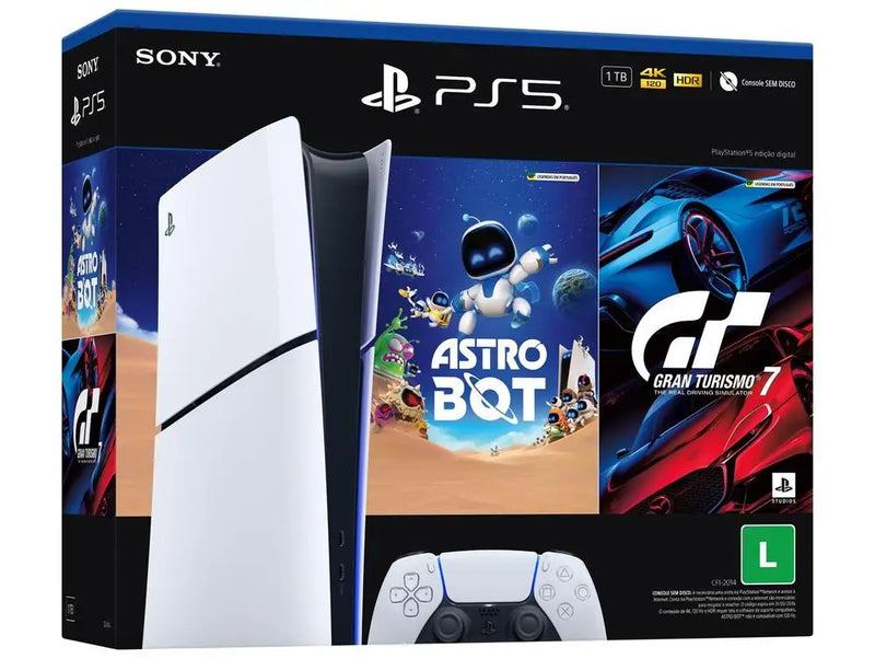 PlayStation 5 Slim Edição Digital 1TB 1 Controle Sony Branco com 2 Jogos