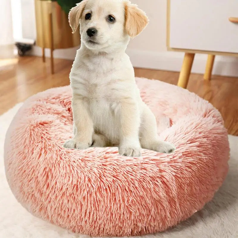 Cama Redonda de Pelúcia com Aquecimento USB – Conforto Premium para Cães e Gatos