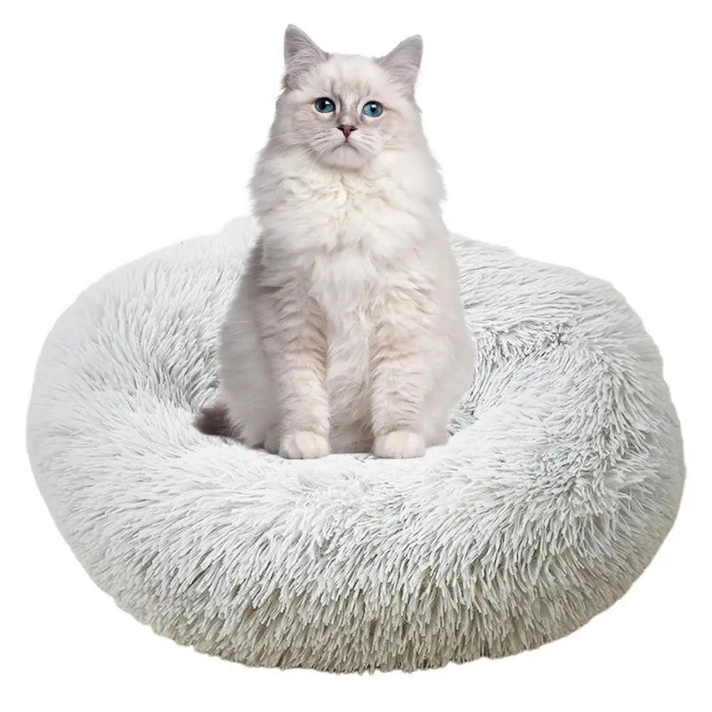 Cama Redonda de Pelúcia com Aquecimento USB – Conforto Premium para Cães e Gatos