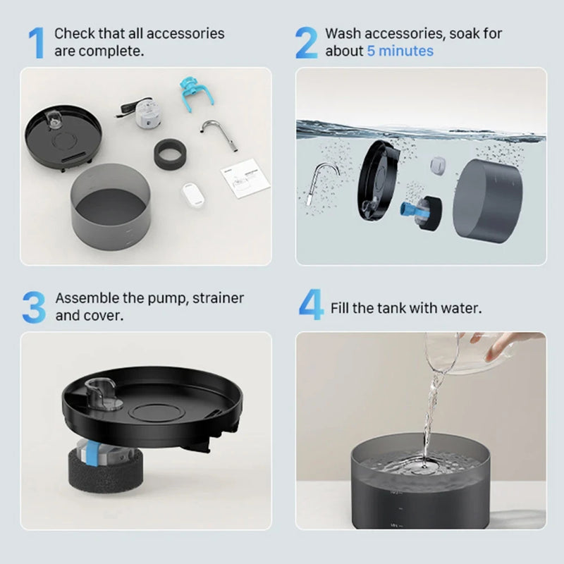 Fonte de Água Automática Newpet 2L – Hidratação Saudável para Gatos e Cães