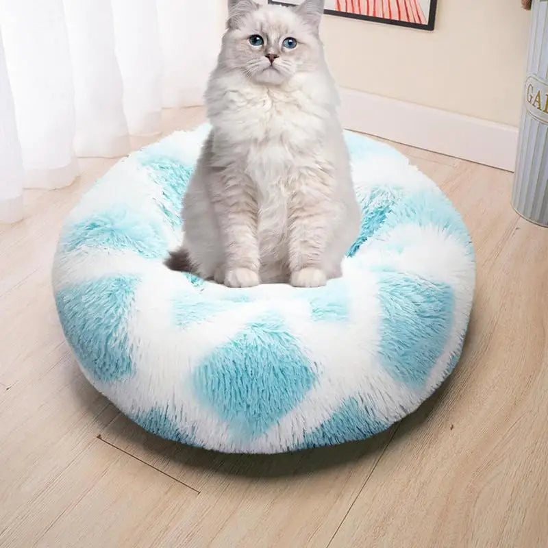 Cama Redonda de Pelúcia com Aquecimento USB – Conforto Premium para Cães e Gatos