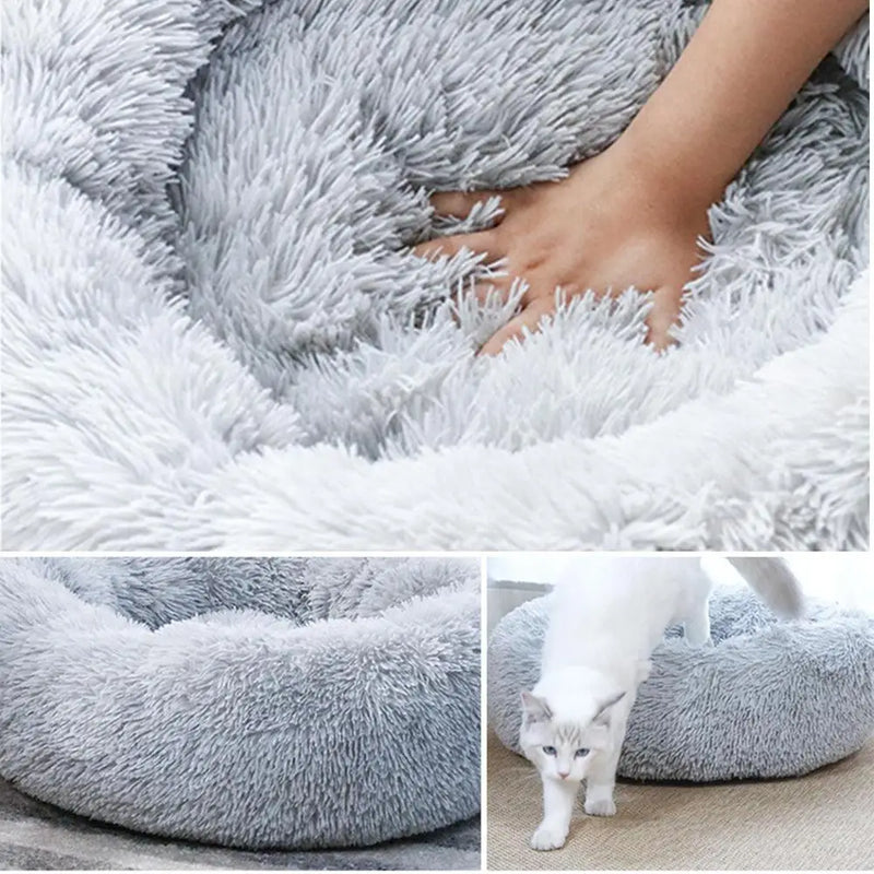 Cama Redonda de Pelúcia com Aquecimento USB – Conforto Premium para Cães e Gatos