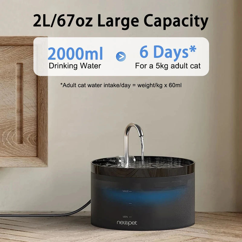 Fonte de Água Automática Newpet 2L – Hidratação Saudável para Gatos e Cães