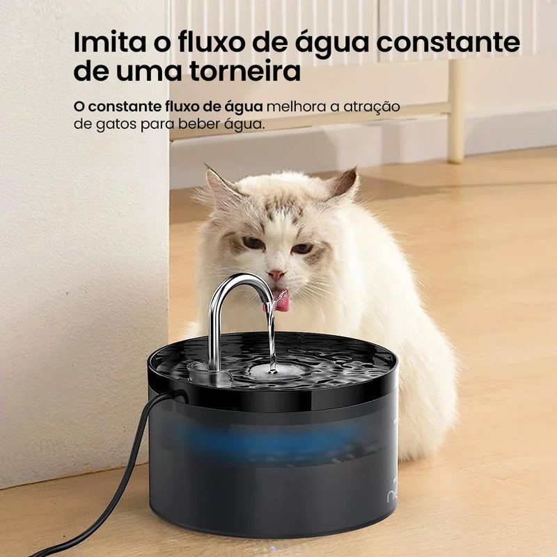 Fonte de Água Automática Newpet 2L – Hidratação Saudável para Gatos e Cães