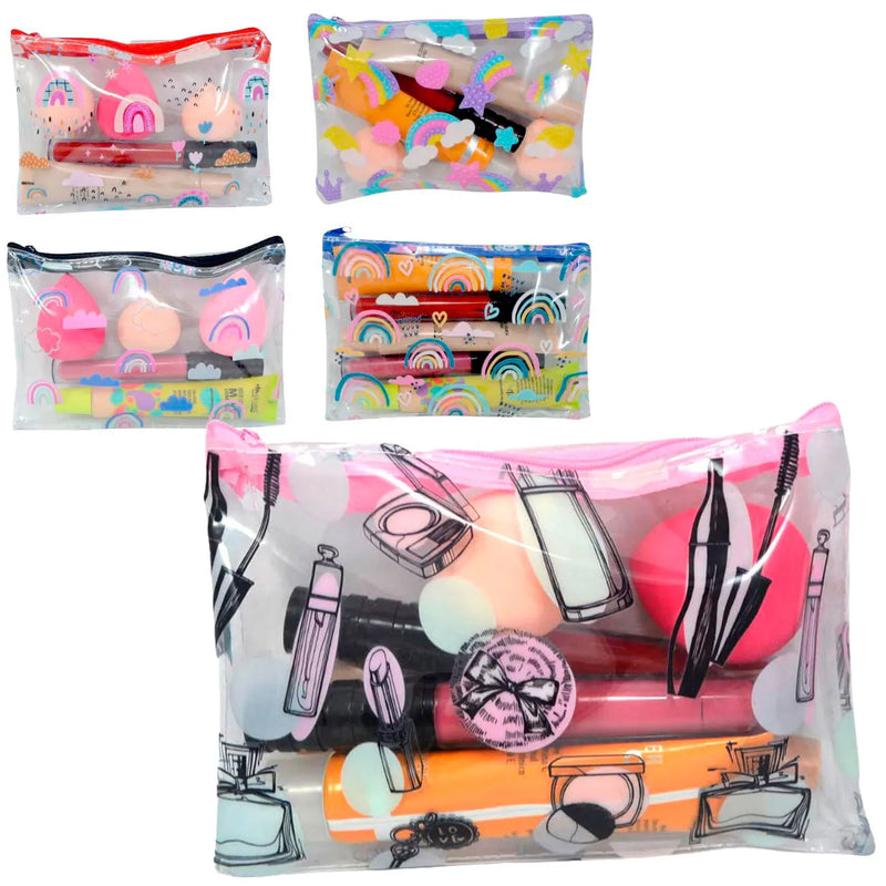 Kit de Maquiagem 7 Itens com Necessaire + Paleta de Sombras – Completo para Look Perfeito