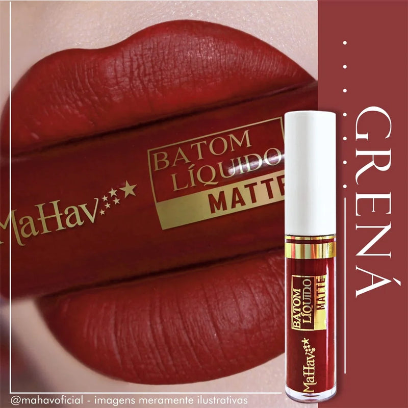 Batom Líquido Matte Mahav – Toque Aveludado e Cores Intensas